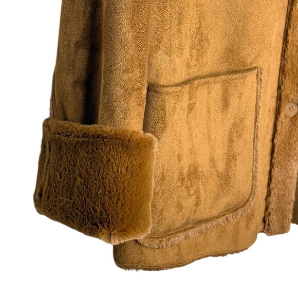 Brandon Thomas Reversible Faux Suede and Faux Fur Coat Size Large Chestnut Brown - Picture 6 of 11